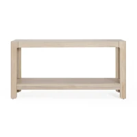 Elegant Farmhouse Console Table with Knot-Free Pine Legs, Accent Sofa Table with Solid Wood Veneer Top, 59" L x 15.5" W x 30" H, Natural(m-13)