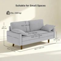 HOMCOM 3 Seater Sofa, Velvet Upholstered Couch with Spring Cushions, Rubber Wood Legs and 2 Pillows, Grey(m-3)