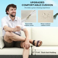 Outsunny 3-Seater Outdoor Sofa with Cushions, PE Rattan Conversation Patio Couch with Pillows for Garden, Poolside, Cream White(m-5)