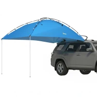 Outsunny Car Awning Camping Tailgate Tent for SUV, 3000mm Waterproof Car Side Awning with Carry Bag, Light Blue(m-11)
