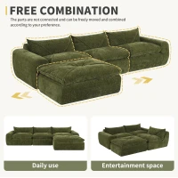 Modular Sectional Sofa with High-Density Foam and Pocket Springs, Oversized Compressed Sofa for Living Room, 116" L x 72" W x 28" H, Green(m-5)