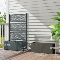 Outsunny Wicker Outdoor Planter with Trellis, 58" Standing Garden Bed with Liner, Drainage Holes for Climbing Plants, Dark Grey(m-3)