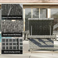 Outsunny Patio Lounger, Folding Wicker Outdoor Chaise Lounge with 4-Level Adjustable Backrest, Grey(m-9)