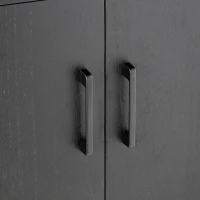 Farmhouse Storage Cabinet with Wood Veneer and Solid Pine Legs, Rustic Accent Sideboard for Entryways, 59" L x 18" W x 36" H, Black(m-10)