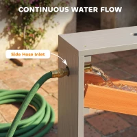 Qaba Wooden Sandbox, Kids Sand and Water Table with Waterway Track and Dual Boxes, Sensory Table for Outdoor, Grey(m-5)