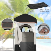 Outsunny Camping Shower Tent, Portable Privacy Shelter with Solar Shower Bag, Removable Floor and Carrying Bag, Black(m-7)