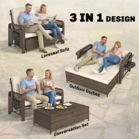 Outsunny 2 Pieces Patio Lounge Chair Set with Cushions, PE Wicker Outdoor Chaise Lounge with Adjustable Backrest, Side Trays(m-4)
