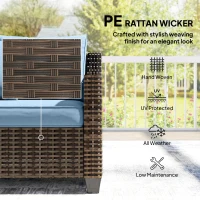 Outsunny PE Wicker Outdoor Couch Sofa, 4-Seater Modular Patio Furniture Lounge Set with 2 Loveseats, Cushions, Pillows, Blue(m-5)