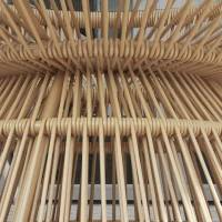 Outsunny Rattan Outdoor Coffee Table, Patio End Table with Tempered Glass Tabletop & Steel Frame, Wicker Furniture, Nature Wood(m-7)