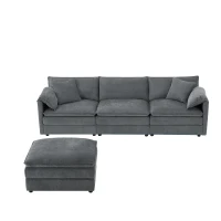 Modular Sectional Sofa with Deep Wide Seats and Cushions, L-Shaped Cloud Couch with Movable Ottoman, 103" L x 59.5" W x 33" H, Dark Gray(m-11)