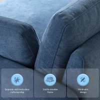 Modern Single Chenille Sofa with Extra-Wide 42.5-Inch Seat, Comfortable Armchair for Bedroom and Living Room, 50" L x 43" W x 34" H, Blue(m-7)