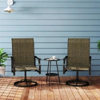 Outsunny Patio Swivel Chair Set of 2, Swivel Rocker Outdoor Chairs with High Back, for Lawn Garden Backyard Deck, Brown(m-1)