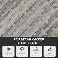 Outsunny 27.5" Outdoor Wicker Dining Table, PE Rattan Patio Furniture with Wood-plastic Composite Top, Grey(m-4)