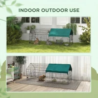 PawHut 87" Small Animal Playpen with with Roof for Rabbits, Chicken, Chinchillas for Indoor/Outdoor Use, Green(m-8)