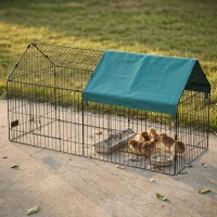 PawHut 87" Small Animal Playpen with with Roof for Rabbits, Chicken, Chinchillas for Indoor/Outdoor Use, Green(m-11)