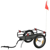 Soozier 2-In-1 Bike Cargo Trailer & Wagon Cart, Multi-Use Bicycle Trailer with Quick Release 16" Pneumatic Wheels, Kickstand(m-1)