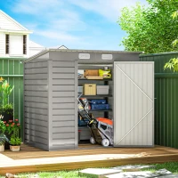 Outsunny 6 x 4FT Galvanized Garden Storage Shed, Metal Outdoor Shed with Double Doors and 2 Vents, Light Grey(m-8)