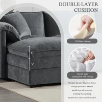 Modular Sectional Sofa with Deep Wide Seats and Cushions, L-Shaped Cloud Couch with Movable Ottoman, 103" L x 59.5" W x 33" H, Dark Gray(m-8)