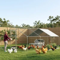 PawHut Wooden Chicken Coop with Run for 1-2 Chickens, 68" x 59" x 42"(m-8)