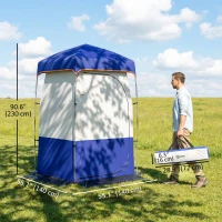Outsunny Camping Shower Tent, Portable Privacy Shelter with Solar Shower Bag, Removable Floor and Carrying Bag, Blue(m-3)