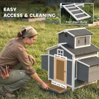 PawHut Chicken Coop for 2 Chickens, Wooden Hen House with Nesting Box, Pull-Out Tray, Ventilation Windows(m-6)