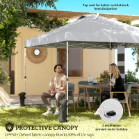 Outsunny 9.6 x 9.6 ft Pop Up Canopy Tent with Pockets, UPF 50+ 1-Button Push Outdoor Instant Canopy with Sandbags, Wheeled Bag(m-4)