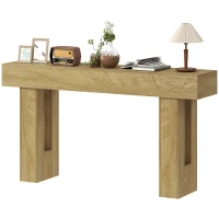 HOMCOM 63 Inch Console Table, Sofa Table Behind the Couch with Thickened Tabletop for Living Room, Hallway, Entrance, Oak(m-1)