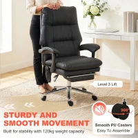 HOMCOM Massage Office Chair with 6-Point Vibration, Pet-Friendly Faux Leather Ergonomic Executive Desk Chair, Black(m-8)