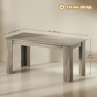 HOMCOM 63" Kitchen Table for 4-6 People, Dining Table with Wood Effect for Dining Room, Grey(m-3)
