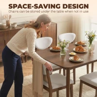 HOMCOM 5-Piece Dining Table Set for 4, Mid-Century Modern Kitchen Table and Chairs, Cream White(m-7)