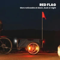 Soozier Bike Cargo Trailer, Bicycle Trailer Wagon Cart with Quick Release 16" Pneumatic Wheels, Aluminum Rims, Red Flag, Gray(m-7)