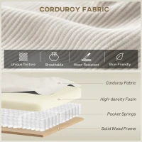 HOMCOM Sectional Sofa, L Shaped Couch, with Changeable Chaise or Ottoman, Cream White(m-5)