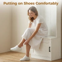 HOMCOM Narrow Hall Tree with Shoe Storage Bench, Rustic Entryway Bench with Coat Rack, Accent Coat Tree with Storage Shelves for Hallway, Mudroom, White Wood Grain(m-6)