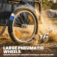 Soozier Bike Cargo Trailer, Bicycle Trailer Wagon Cart with Quick Release 16" Pneumatic Wheels, Aluminum Rims, Red Flag, Gray(m-6)