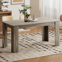 HOMCOM 63" Kitchen Table for 4-6 People, Dining Table with Wood Effect for Dining Room, Grey(m-1)