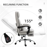 Vinsetto High Back Office Chair, Microfibre Computer Desk Chair with Lumbar Support Pillow, Foot Rest, Reclining Back, Arm, Light Grey(m-5)