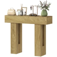HOMCOM 42 Inch Console Table, Sofa Table Behind the Couch with Thickened Tabletop for Living Room, Hallway, Entrance, Oak(m-1)