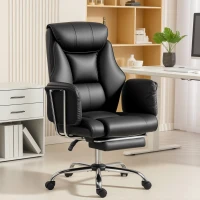 HOMCOM Reclining Office Chair, Overstuffed Executive Desk Chair with High Back, PU Leather, Footrest, Swivel Wheels, Black(m-11)