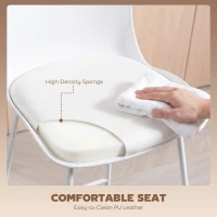 HOMCOM Modern Bar Stools Set of 2, PU Leather Barstools, Counter Height Kitchen Chairs for Breakfast Bars, Dining Room, White(m-5)