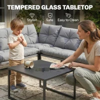 Outsunny 4 Piece Patio Furniture Set with Thick Cushions and Coffee Table, Patio Conversation Set for Porch, Balcony, Deck, Grey(m-7)