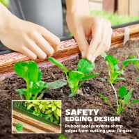 Outsunny 7' x 3' x 1' Large Outdoor Planter Box, Galvanized Raised Garden Bed with Metal Plant Stake, Brown(m-5)