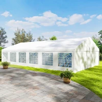 Outsunny 23' x 39' Large Outdoor Carport Canopy Party Tent with Removable Protective Sidewalls & Windows, White(m-9)
