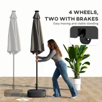 Outsunny Patio Umbrella Base Outdoor Umbrella Stand with Wheels for 1.5"/1.9" Umbrella Poles(m-4)