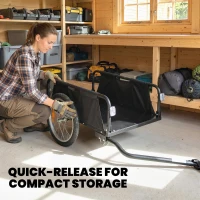 Soozier Bike Cargo Trailer, Bicycle Trailer Wagon Cart with Quick Release 16" Pneumatic Wheels, Aluminum Rims, Red Flag, Black(m-9)