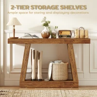 HOMCOM 55" Farmhouse Console Table, 2-Tier Entryway Table with Storage for Hallway, Living Room, Behind Couch, Dark Brown(m-5)