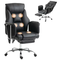HOMCOM Massage Office Chair with 6 Points Vibration, Executive Desk Chair with High Back, PU Leather, Footrest, Black(m-11)