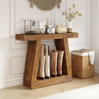 HOMCOM 42" Farmhouse Console Table, 2-Tier Entryway Table with Storage for Hallway, Living Room, Behind Couch, Dark Brown(m-10)