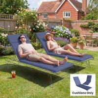 Outsunny Outdoor Chaise Lounge Cushions Set of 2 with 6 Ties, High-Density Foam, for Patio and Poolside, Navy Blue(m-7)