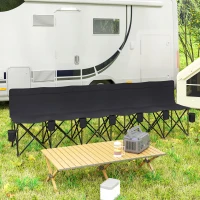 Outsunny 6 Seat Folding Camping Chair with Cup Holder and Carrying Case for Camping, Picnic, Sport Events, Black(m-8)