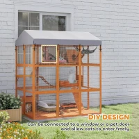 PawHut 81"H Catio Outdoor with Floor to Prevent Escaping & Easy Cleaning, for 2-4 Cats Kittens, Orange(m-9)